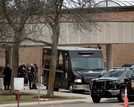 Oakland county sheriff deputies prepare to enter Temple Israel synagogue in West Bloomfield, Michigan, 13 March 2026.