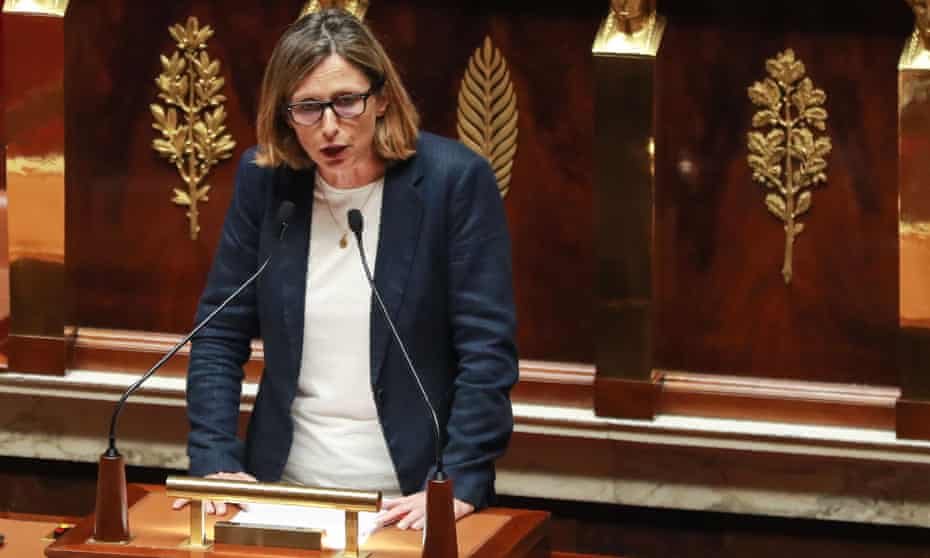 The French far-right MP Emmanuelle Ménard addresses the parliament’s lower house during a debate on the bioethics bill.