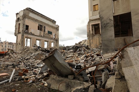 Damage to the National Academy of Governmental Management in Kharkiv, Ukraine.