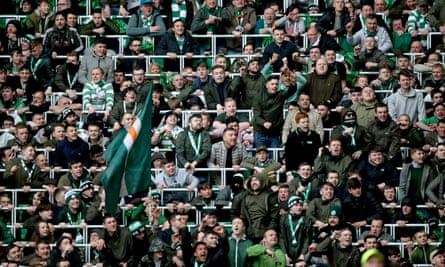 Celtic fans in the safe standing area