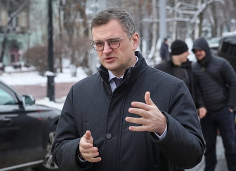 Dmytro Kuleba speaks in Kyiv.