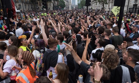 Thousands of people marching through London on 27 June calling for all restrictions to be lifted. 