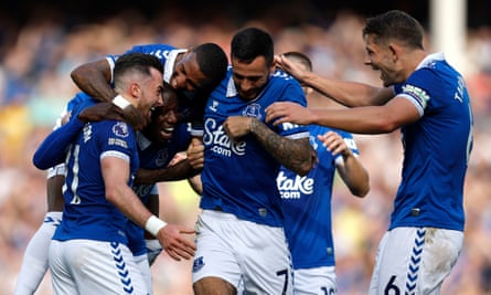Everton players celebrate during the 3-0 win over Bournemouth