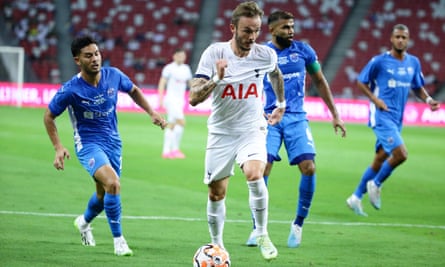 James Maddison in preseason action for Tottenham.