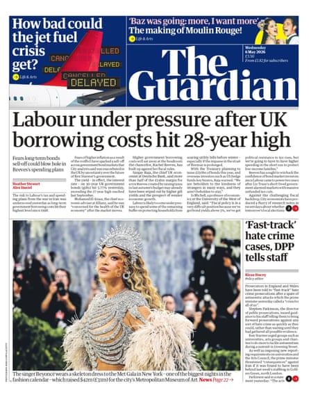 The Guardian front page 6 May 2026