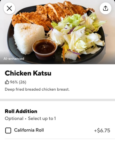 AI enhanced images seen on DoorDash