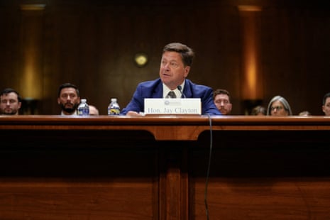 Jay Clayton testifies before a Senate Intelligence Committee confirmation hearing in Washington.