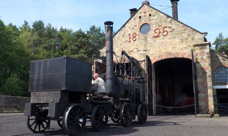 Steam locomotive outside Beamish Museum in County Durham
