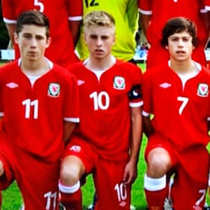 Joe Morrell pictured captaining Wales under-16s with teammates Harry Wilson and Dan James in 2011-12.