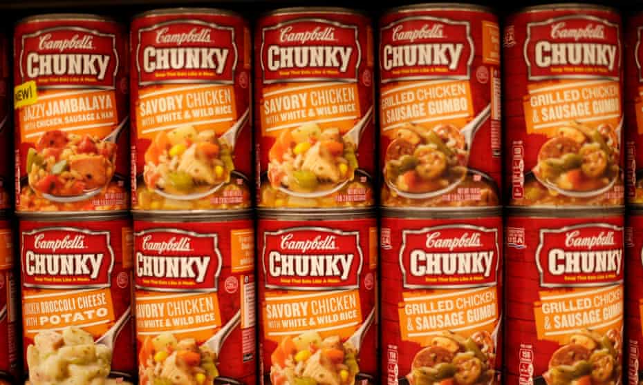 Cans of Campbell’s brand Chunky soups 