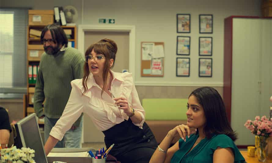 Office politics: in Ricky Gervais’s After Life Series 2, with Mandeep Dhillon and David Earl.