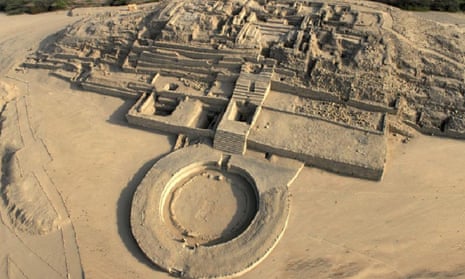 The ruins of the ancient city of Caral, Peru. The 4,500-year-old mummy was found at Aspero, 14 miles away on the coast.