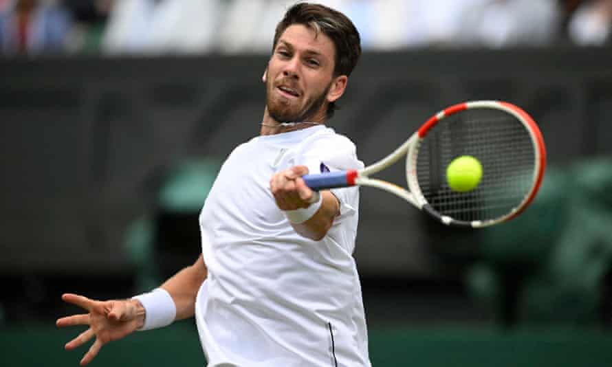 Cameron Norrie routs Steve Johnson and begins to win over Centre Court | Wimbledon 2022 1 Cameron Norrie connects with a forehand on his way to defeating Steve Johnson in straight sets