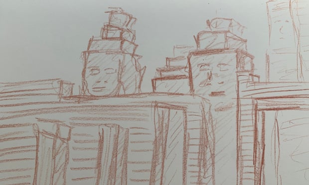 A drawing of Angkor Thom in Cambodia