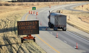 A vaccination stop for truckers in Drayton, North Dakota in April.