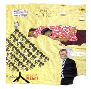 Christmas at the Ritz, 2006, by Billie ZangewaBillie Zangewa lives and works in Johannesburg, South Africa., but she was raised in Botswana, where she started printmaking, working with textiles such as silk