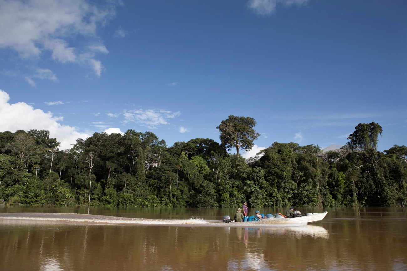 Members of the Funai expedition team head down the Rio Ituí, inside the Javari Valley reserve