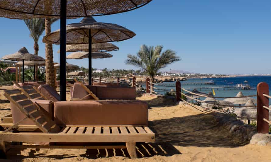 Empty beach chairs at former tourist hotspot Sharm el-Sheikh.
