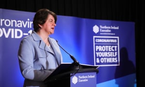 Arlene Foster at a press conference at Stormont earlier today.