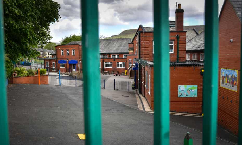 An empty playground at Milton St. John’s Primary School in Mossley, Greater Manchester. 