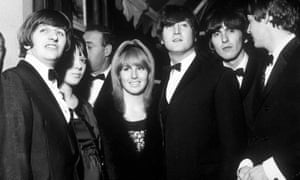 The Beatles with Cynthia Lennon at centre attend the premiere of A Hard Day’s Night, July 1964. She and John divorced in 1968 after a six-year marriage.