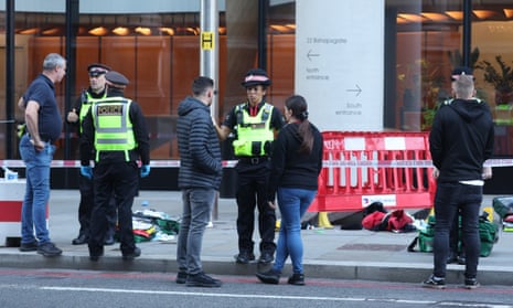The scene on Bishopsgate following an incident earlier this morning. 