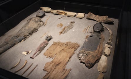 Mummies, including one infant, and archaeological pieces at the San Miguel de Azapa museum in northern Chile.