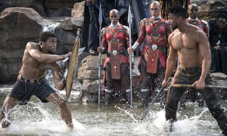 Chadwick Boseman and Michael B Jordan in Black Panther