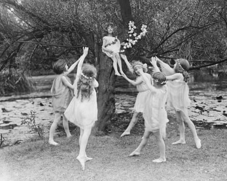 pupils performing at a garden fete in 1920,