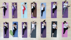 Tengzhou, China Yoga fans practise in Shandong province