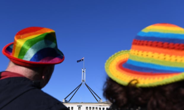 Marriage equality advocates outside Parliament House