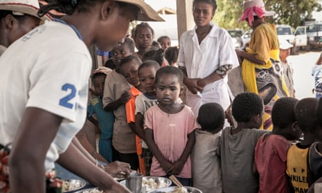 Children eat lunch provided by the World Food Programme’s under-nutrition prevention programme, in the Amboasary-South district of southern Madagascar.