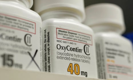 Bottles of prescription painkiller OxyContin at a local pharmacy in Provo, Utah, on 25 April 2017.