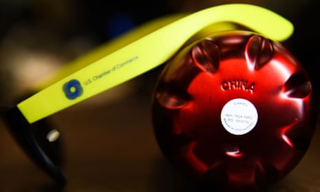 US Chamber of Commerce-branded sunglasses and a water bottle – both made in China – were among the gifts handed out at the the Summit of the Americas in Los Angeles this week