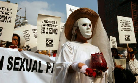 Demonstrators supporting a woman’s right to an abortion march in downtown Mexico City in 2007.