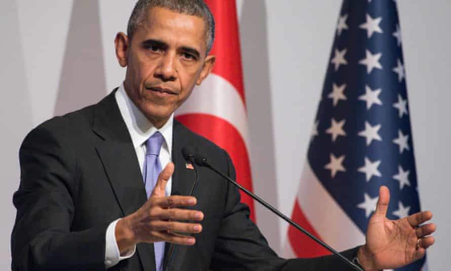 Barack Obama speaking at a press conference in Antalya, Turkey