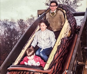 Grace Dent, aged 11, on a log ride at Alton Towers with her dad and younger brother Dave
