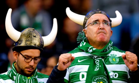 Sporting fans in the stands at Tottenham Hotspur Stadium ahead of kick-off.