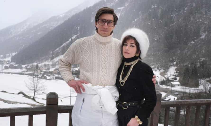 Adam Driver and Lady Gaga on the set of House of Gucci