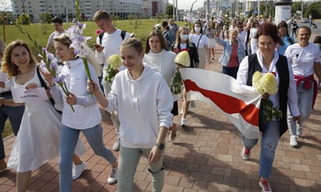 A rally in Minsk on Thursday in support of detained protesters. 