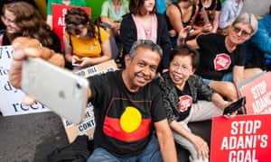 James Williams and Audrey Cooke and James Williams at the Stop Adani rally.
