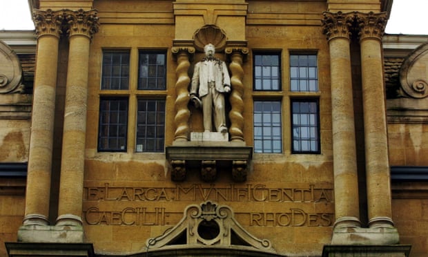 Cecil Rhodes statue in Oriel College at Oxford. The college released a statement saying it 'does not share Cecil Rhodes’s values or condone his racist views or actions'.