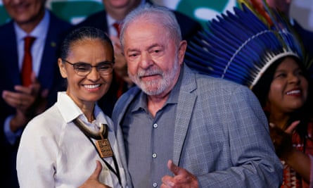 Marina Silva with the incoming president, Luiz Inácio Lula da Silva, who has appointed her as environment minister.