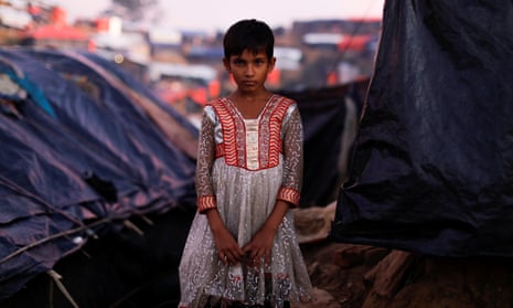 An eight-year-old Rohingya girl inside a refugee camp near Cox’s Bazar, Bangladesh. The report is based on 65 interviews with Rohingya who recently arrived in Bangladesh. 