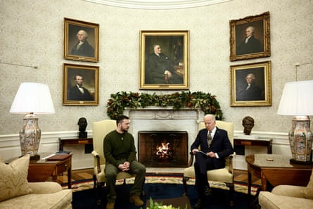 The Oval Office in 2022 at a meeting between Zelenskyy and Joe Biden