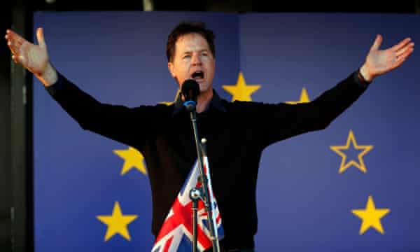 Nick Clegg speaks at the Unite for Europe rally in central London.