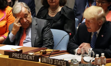 Antonio Guterres and President Donald Trump at a UN Security Council meeting in 2018.