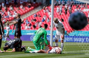 and is winded after clattering into the Goal Post