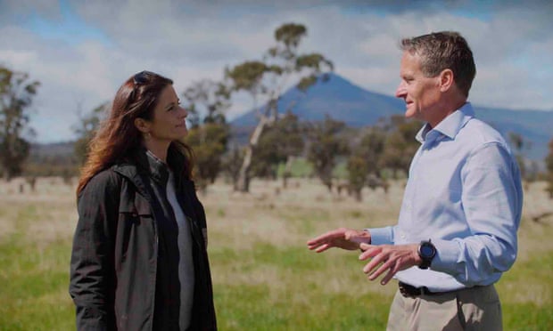 Livia Firth and Sebastian Burgess, director of conservation at Greening Australia in Tasmania