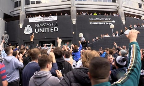 Fans gather outside St James’ Park, Newcastle